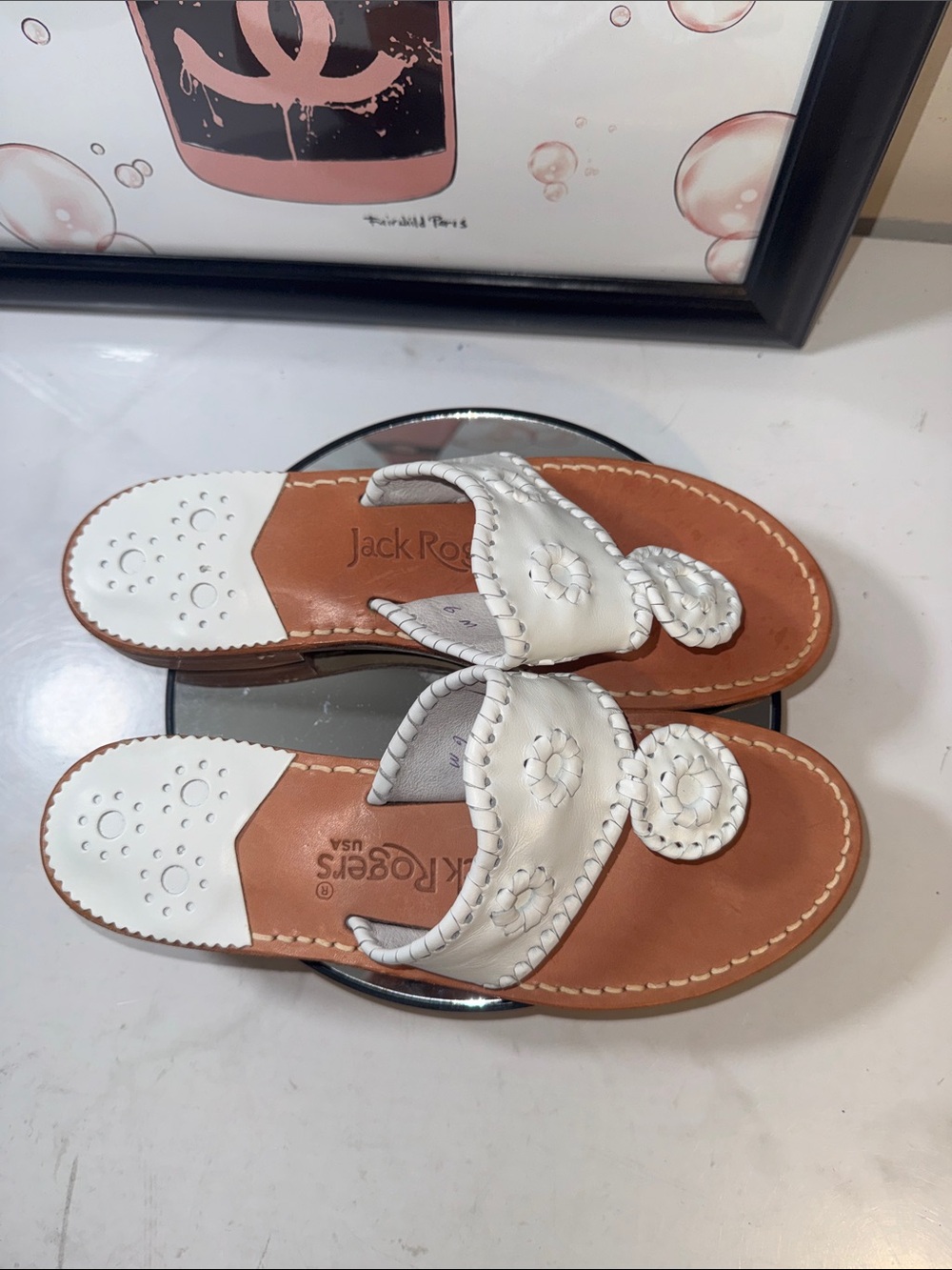 NWOT Jack Rogers White Floral Cutout Slide Sandals - Women’s Size 6M